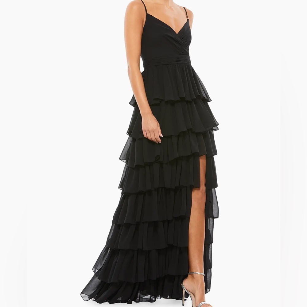 Mac Duggal Black Tiered Prom Dress